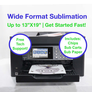 Wide Format Sublimation Printer Bundle 7820 with Refillable Cartridges and Sublimation Ink & Paper